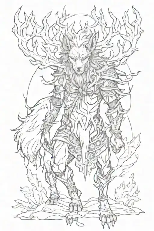 leshy witcher wolf tattoo design idea