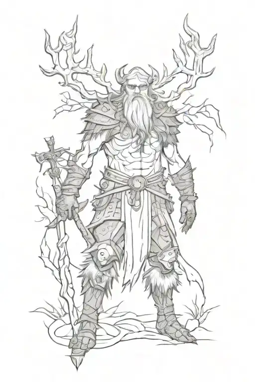 full body of leshy from witcher 3 tattoo design idea