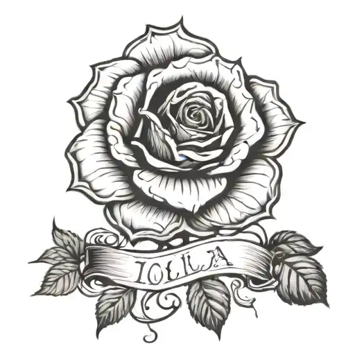 Roots of Rose turning into the name "Lola" tattoo design idea