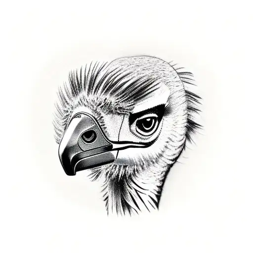 emu with helmet tattoo design idea