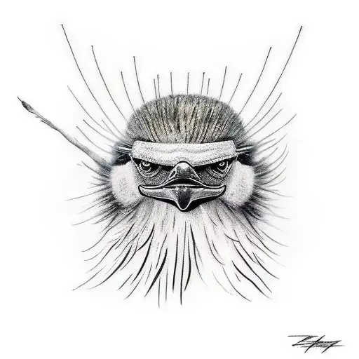 emu with a helmet in its head tattoo design idea