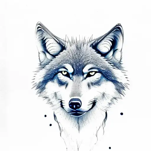 wolf and moon tattoo design idea