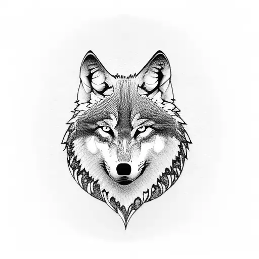 wolf and moon tattoo design idea