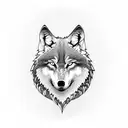 wolf and moon tattoo design idea