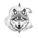 wolf and moon tattoo design idea