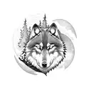 wolf and moon tattoo design idea