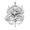 sword twisted by snake and ivy tattoo design idea