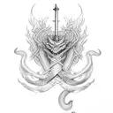 sword twisted by snake  tattoo design idea