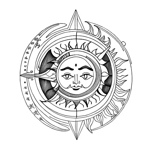 Sun and Moon tattoo design idea