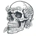 skull with jaw open tattoo design idea