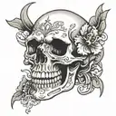 skull with jaw open tattoo design idea