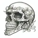 skull with jaw open tattoo design idea
