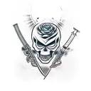 katana old skull Ukraine war  tattoo design idea