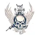 katana old skull Ukraine war  tattoo design idea
