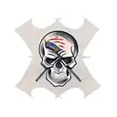 katana old skull Ukraine war  tattoo design idea