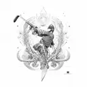 katana Ukraine war  tattoo design idea