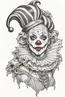 art the clown woman posing tattoo design idea