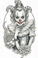 art the clown woman posing tattoo design idea