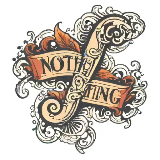 word nothing in shape of question mark tattoo design idea