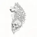 a wolf and a skull tattoo design idea
