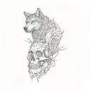 a wolf and a skull tattoo design idea
