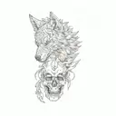 a wolf and a skull tattoo design idea