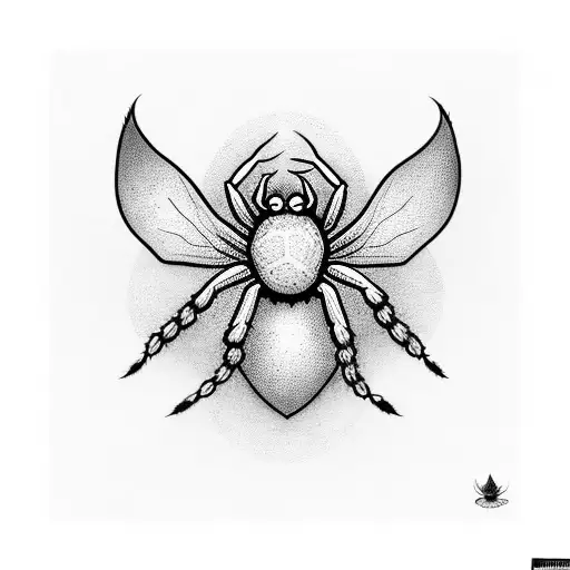 Araña peleando con abeja  tattoo design idea
