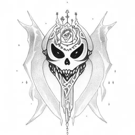 Ghostly dagger piercing a heart tattoo design idea