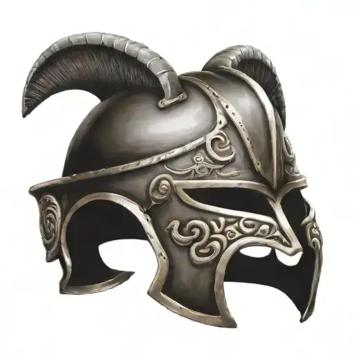 gladiator helmet adorned tattoo design idea