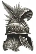 gladitor helmet with sun rays tattoo design idea