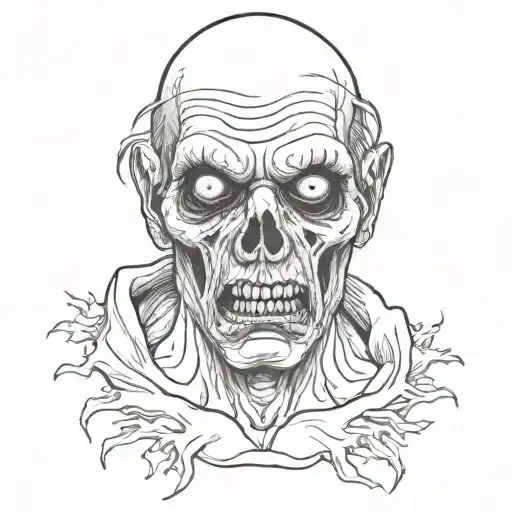 front view zombie head tattoo  tattoo design idea