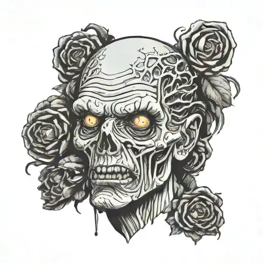 front view zombie head tattoo  tattoo design idea