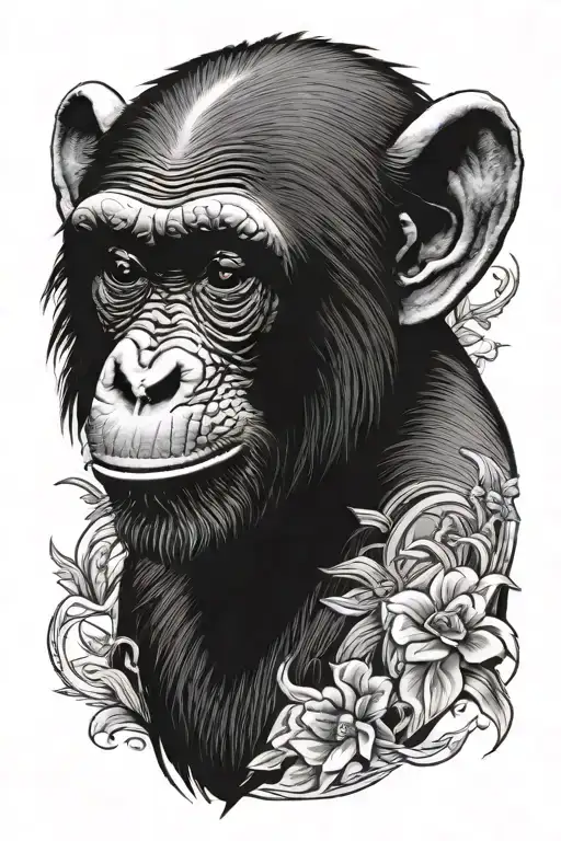 cute chimpanzee tattoo design idea