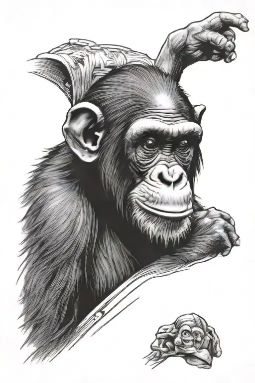 cute chimpanzee tattoo design idea