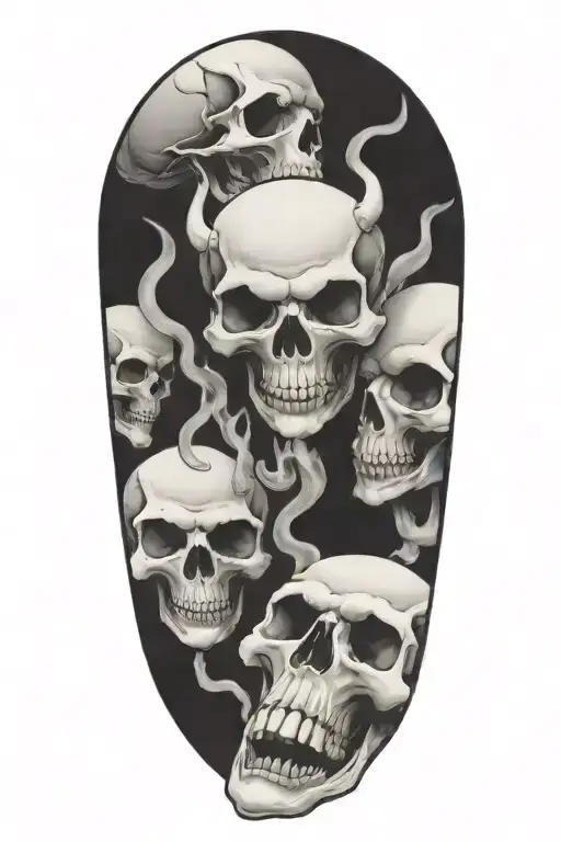 3 devil skeletons drinking and smoking tattoo design idea