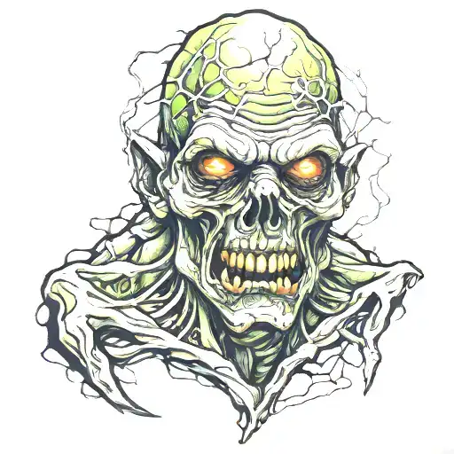 front view zombie head tattoo  tattoo design idea