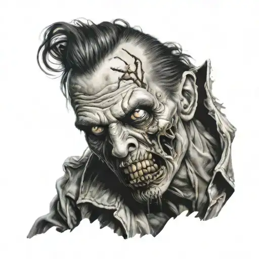 front view zombie head tattoo  tattoo design idea