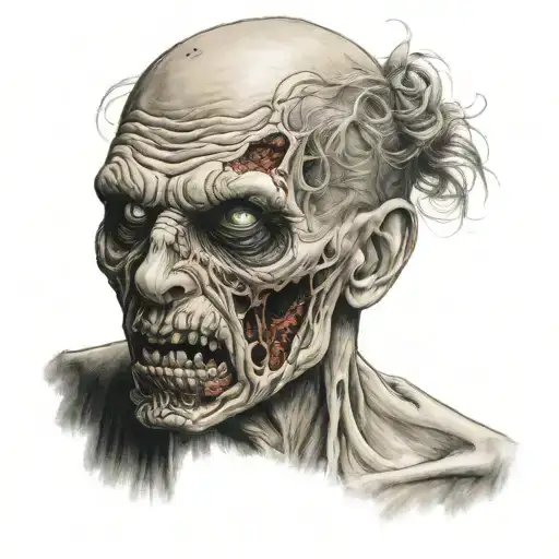 front view zombie head tattoo  tattoo design idea