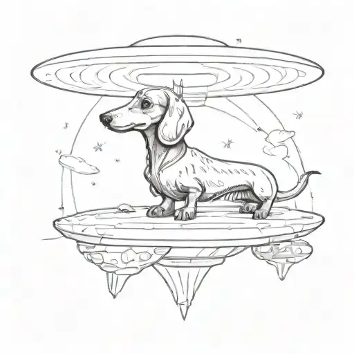 dachshund and ufo tattoo design idea