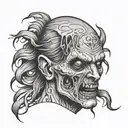front view zombie head tattoo  tattoo design idea