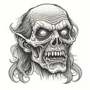 front view zombie head tattoo  tattoo design idea