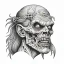 front view zombie head tattoo  tattoo design idea