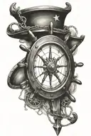 ships helm and nautical tattoo tattoo design idea