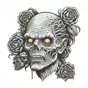 front view zombie head tattoo  tattoo design idea