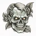 front view zombie head tattoo  tattoo design idea