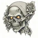 front view zombie head tattoo  tattoo design idea