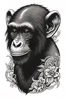 cute chimpanzee tattoo design idea