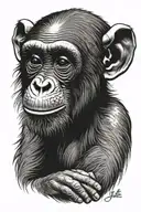 cute chimpanzee tattoo design idea