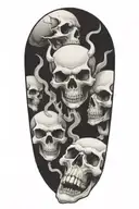 3 devil skeletons drinking and smoking tattoo design idea