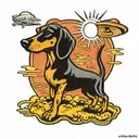 ufo beaming up dachshund dog tattoo  tattoo design idea